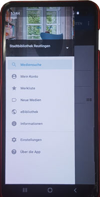Smartphone mit Bibliotheks-App