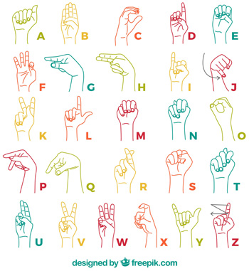 Gehörlosen Alphabet in Zeichensprache